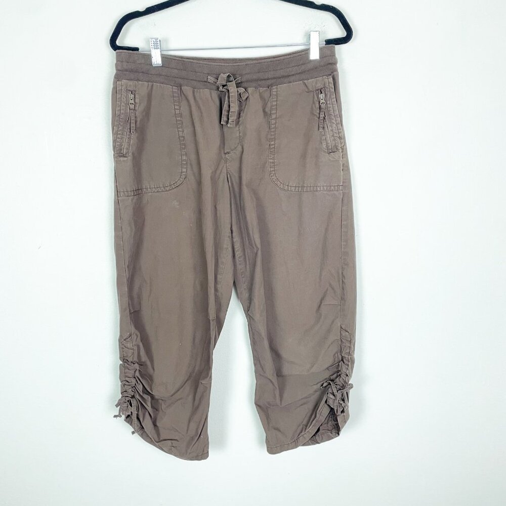 VTG Y2K Gap‎ Women's 8 Brown Cotton Cargo Capri Pants Gathered Ankle